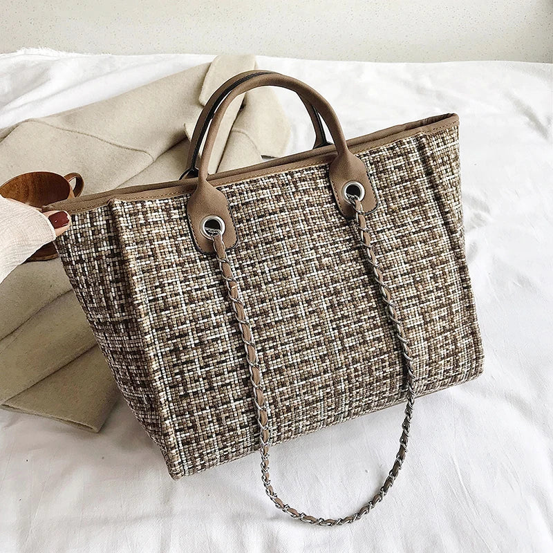 Women Tote Bag Fashion Nylon Large Handbag Chains Shoulder Bags Ladies Big Messenger Bag Shopping Bag