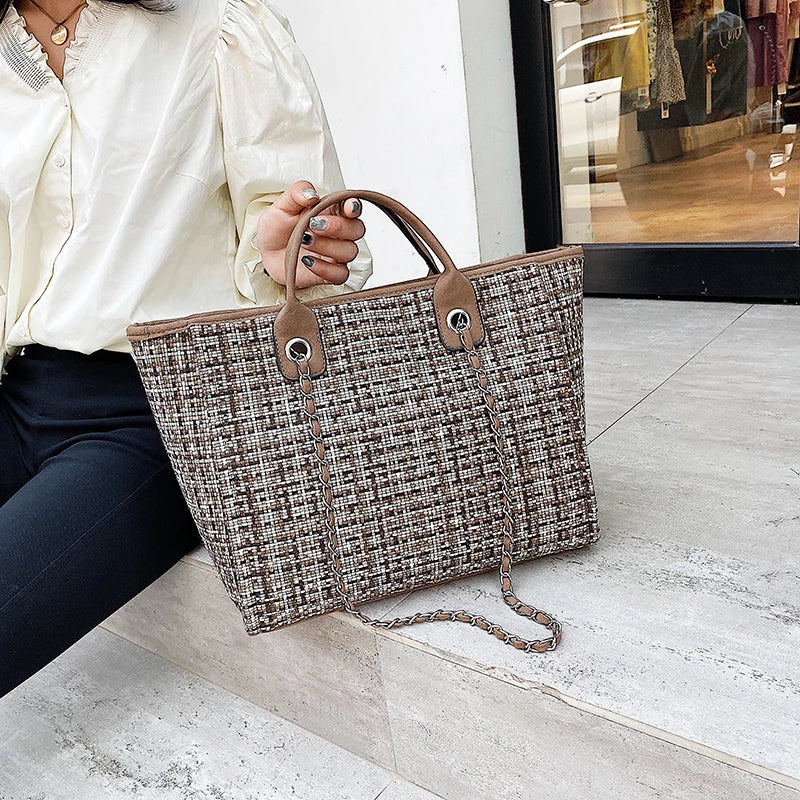 Women Tote Bag Fashion Nylon Large Handbag Chains Shoulder Bags Ladies Big Messenger Bag Shopping Bag