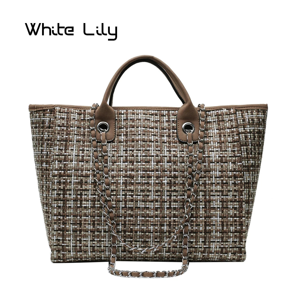Women Tote Bag Fashion Nylon Large Handbag Chains Shoulder Bags Ladies Big Messenger Bag Shopping Bag