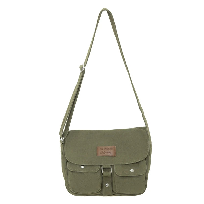 Women's School Messenger Bags For Women Shoulder Ladies Designer Handbag Solid Large Capacity Casual Canvas Shoulder Female Bags