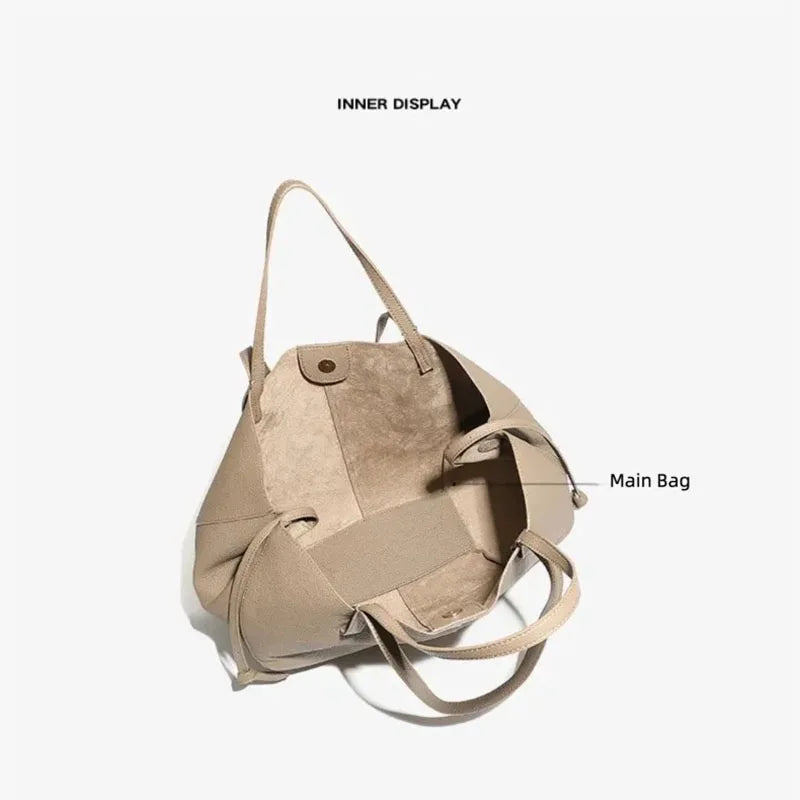 Women's Tote Bag, Simple and Versatile Casual Bag, First-Layer Cowhide Handbag, High-Quality Shoulder Bag, Basket-Style Bag