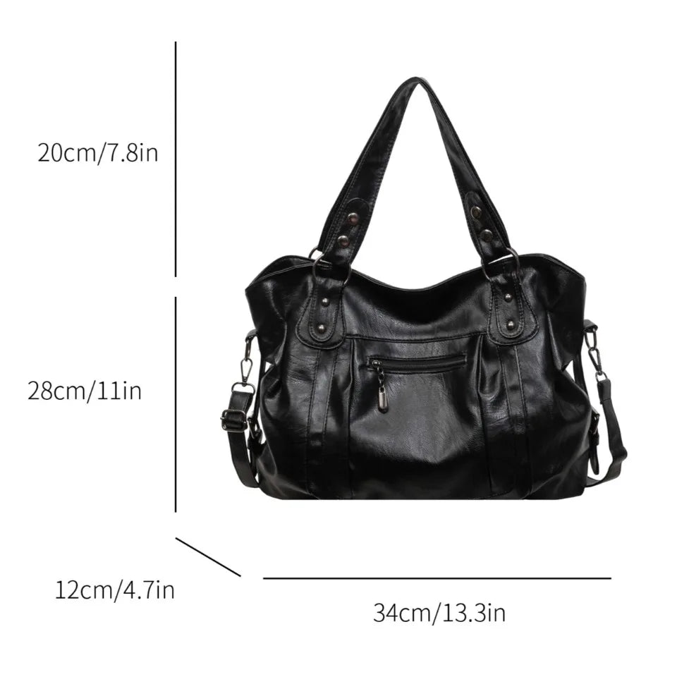 Women Vintage Soft Leather Tote Bag Large Capacity Handbag Designer Retro Casual Shoulder Crossbody Bags for Daily Work Commuter