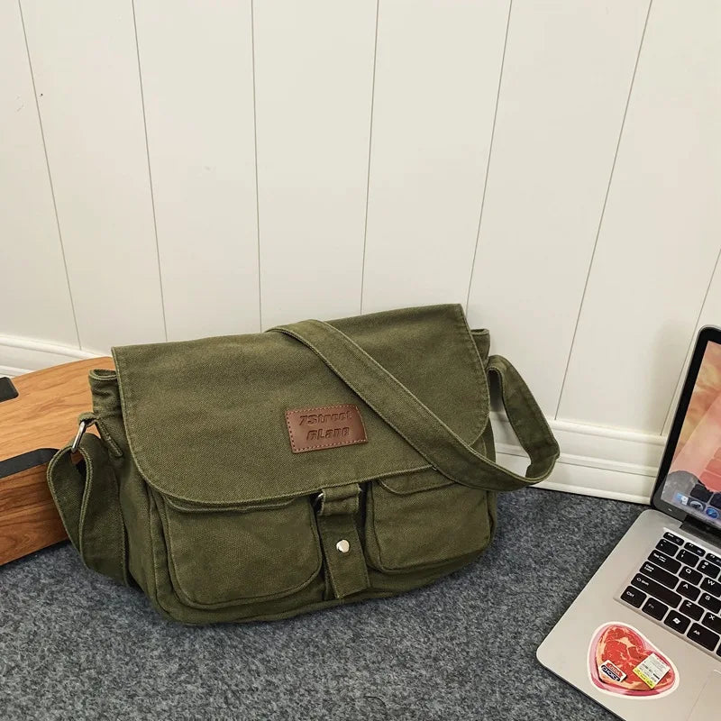 Women's School Messenger Bags For Women Shoulder Ladies Designer Handbag Solid Large Capacity Casual Canvas Shoulder Female Bags