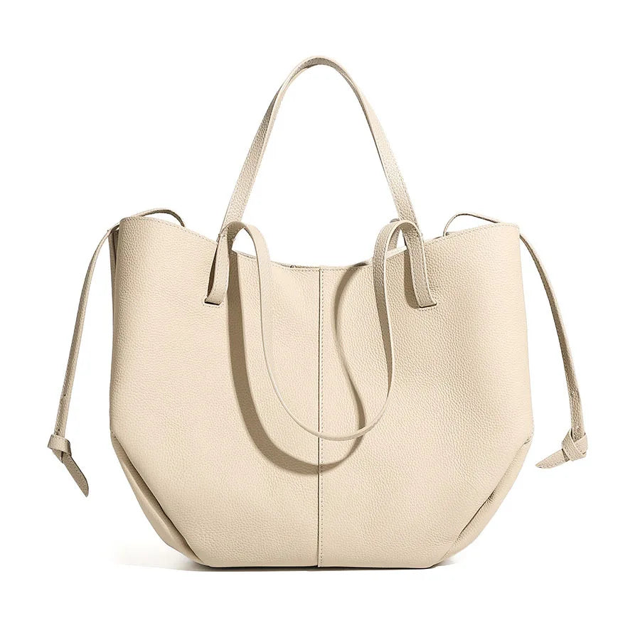 Women's Tote Bag, Simple and Versatile Casual Bag, First-Layer Cowhide Handbag, High-Quality Shoulder Bag, Basket-Style Bag