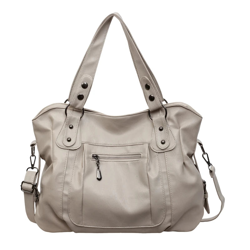Women Vintage Soft Leather Tote Bag Large Capacity Handbag Designer Retro Casual Shoulder Crossbody Bags for Daily Work Commuter