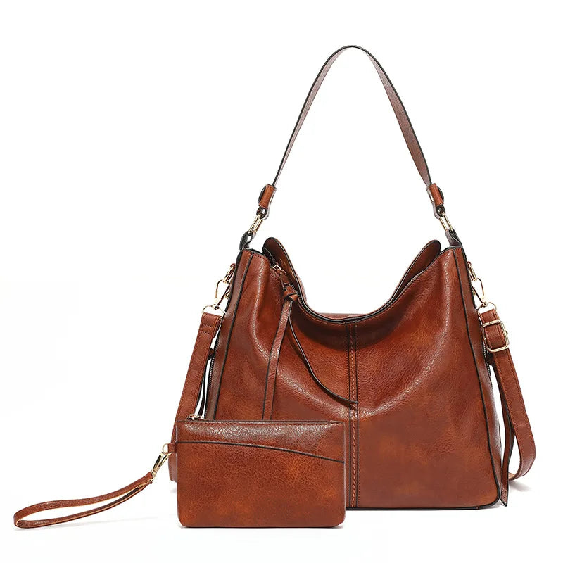 Women Tote Bag Fashion Underarm Large Capacity Soft Pu Leather Shoulder Bag Retro Crossbody Bag Casual Portable Bucket Bags