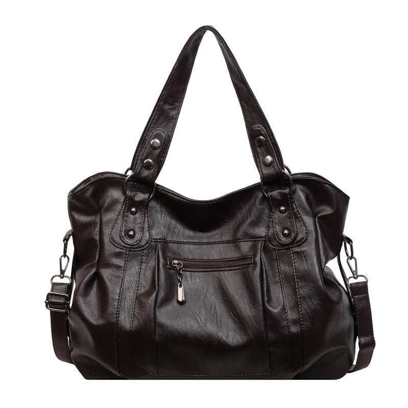Women Vintage Soft Leather Tote Bag Large Capacity Handbag Designer Retro Casual Shoulder Crossbody Bags for Daily Work Commuter