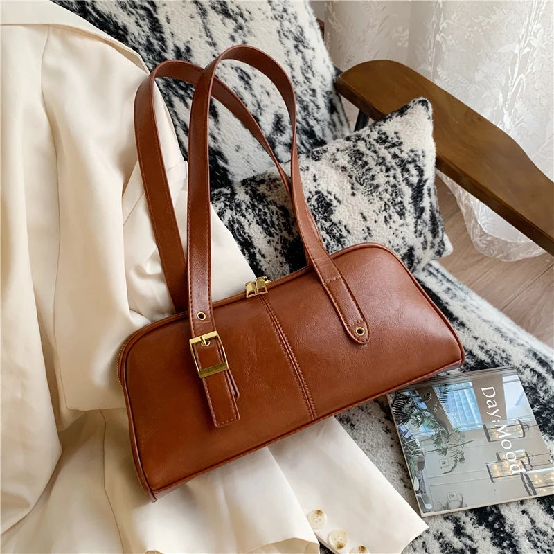 Large Women Business Shoulder Bags Simple Ladies Commute Tote Bag Pu Leather Female Underarm Bag Burgundy Large Handbags Purse