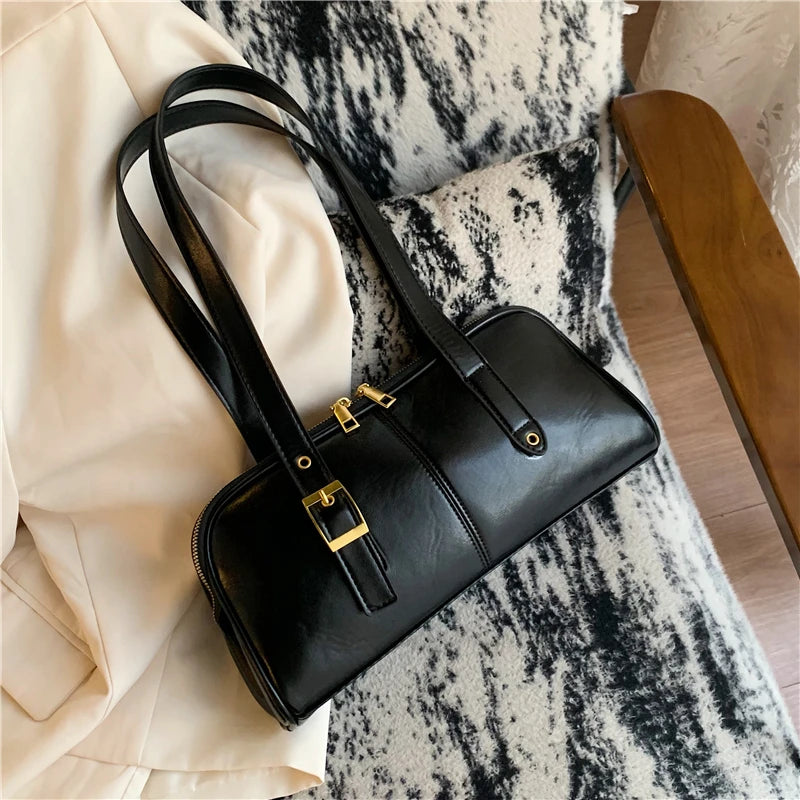 Large Women Business Shoulder Bags Simple Ladies Commute Tote Bag Pu Leather Female Underarm Bag Burgundy Large Handbags Purse
