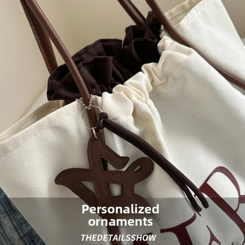 Large Tote Shoulder Bag for Women,Printed Drawstring Closure Handbag ,Leather Top Handles Casual Shopper Purse for Work Shopping