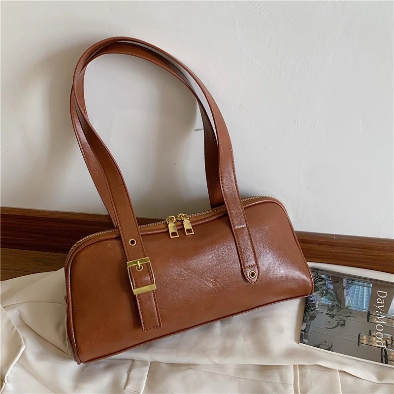 Large Women Business Shoulder Bags Simple Ladies Commute Tote Bag Pu Leather Female Underarm Bag Burgundy Large Handbags Purse