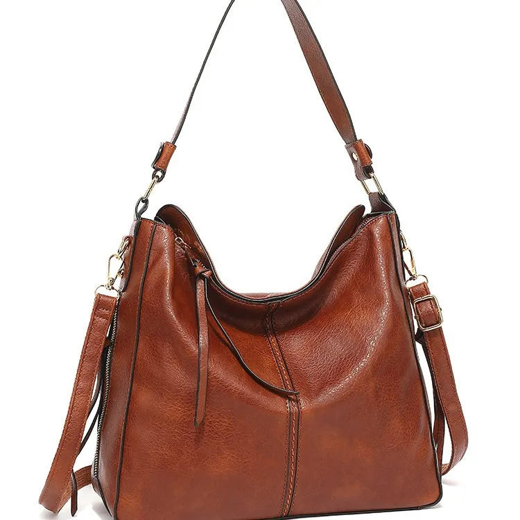 Women Tote Bag Fashion Underarm Large Capacity Soft Pu Leather Shoulder Bag Retro Crossbody Bag Casual Portable Bucket Bags