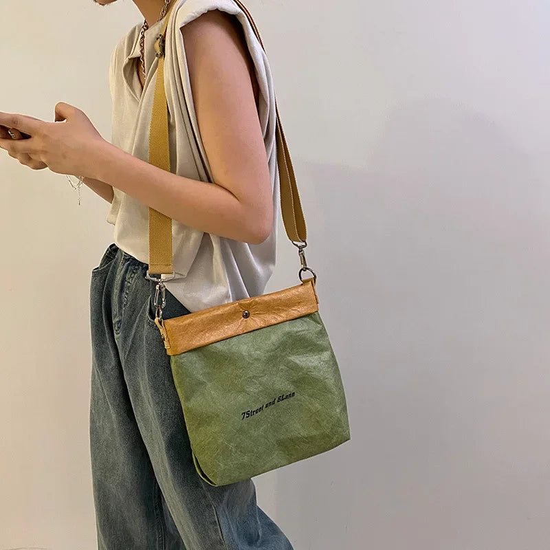 Women's Handbag Waterproof Personality Small Bucket Bag Kraft Paper Roll Envelope Bag Ins Shoulder Bags Party Clutch Purse