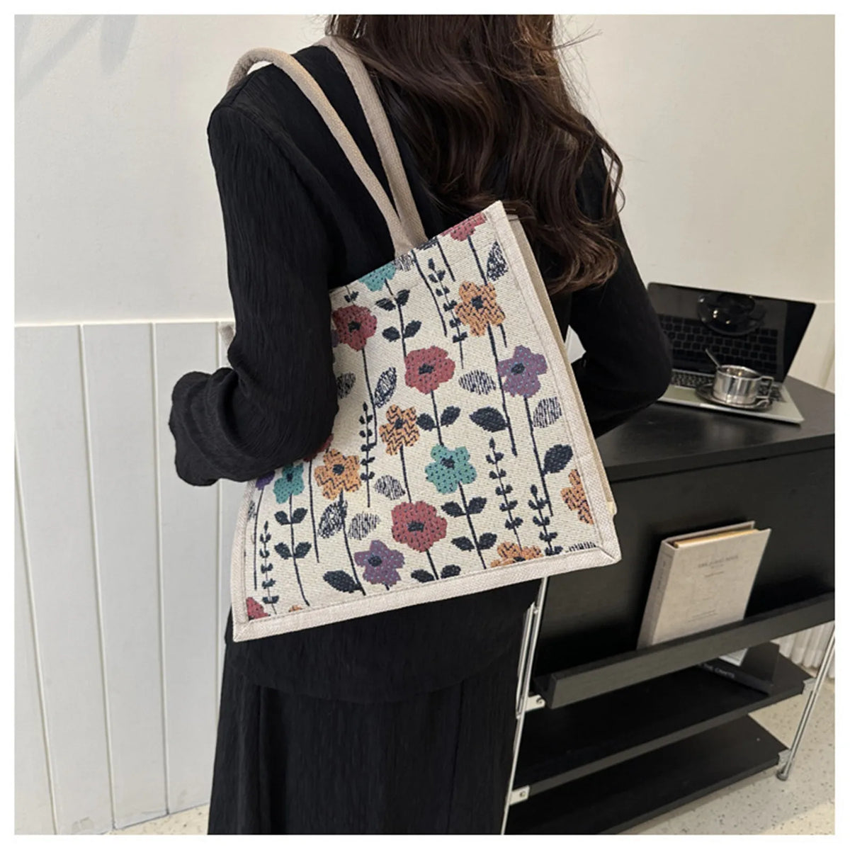 Women Tote Bag Aesthetic Color Students Casual Handbag Shoulder Bag Large Capacity Cotton And Linen Reusable Shopping Beach Bags