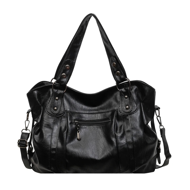Women Vintage Soft Leather Tote Bag Large Capacity Handbag Designer Retro Casual Shoulder Crossbody Bags for Daily Work Commuter