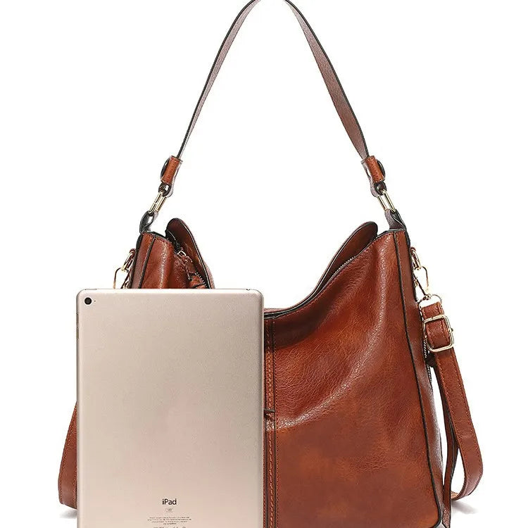 Women Tote Bag Fashion Underarm Large Capacity Soft Pu Leather Shoulder Bag Retro Crossbody Bag Casual Portable Bucket Bags