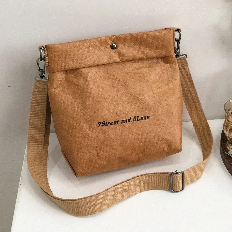 Women's Handbag Waterproof Personality Small Bucket Bag Kraft Paper Roll Envelope Bag Ins Shoulder Bags Party Clutch Purse